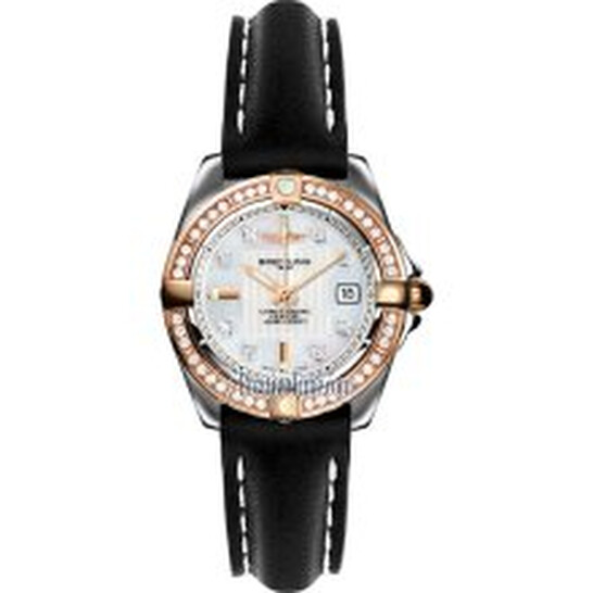 Breitling Galactic 32 Mother of Pearl Diamond Dial Black Leather Ladies Watch C71356LA-A712BKLT - 546x546