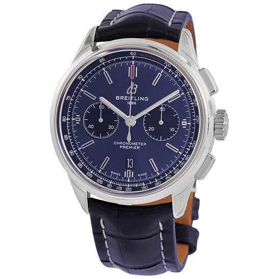 Breitling Premier B01 Chronograph Automatic Chronometer Blue Dial Men's Watch AB0118221C1P1 - 546x546