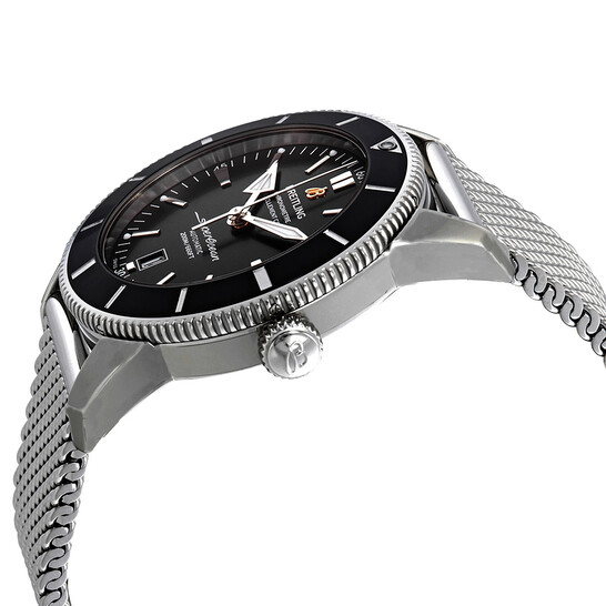 Breitling Superocean Heritage II 46mm - Orologio Uomo Automatico, Quadrante Nero E Cinturino In Argento, Eleganza Subacquea
