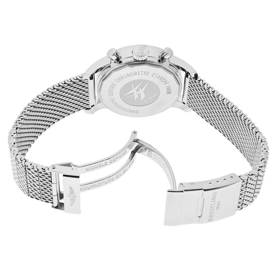 Breitling Transocean Chronograph 38 Black Dial Black Leather Men's Watch A4131012-BC06BKSLT - 546x546 Image #2