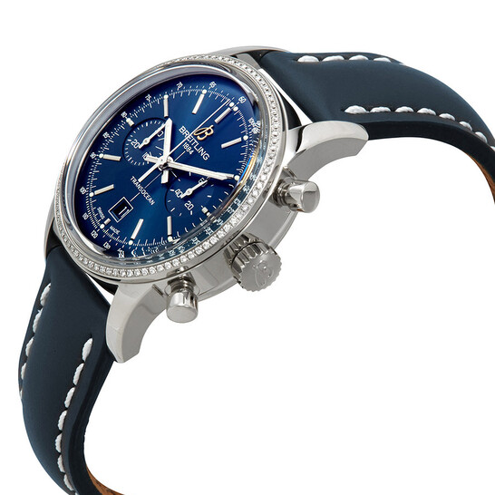 Breitling Transocean Chronograph 38 Blue Dial Diamond Men's Watch A4131053-C862BLLD - 546x546 Image #2