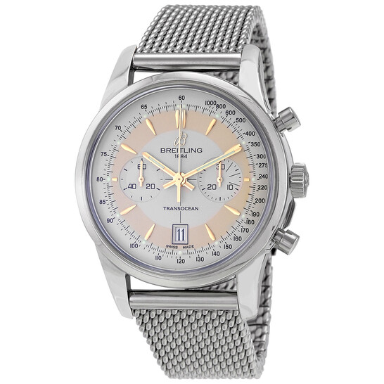 Breitling Transocean Chronograph Edition Silver Dial Auomatic Men's Watch AB015412-G784SS - 546x546