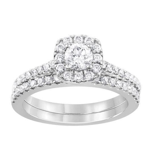Brilliant Diamond 14K White Gold 1 CTTW LAB GROWN Diamond Cushion Bridal Set (G-H, SI1-SI2) - 546x546