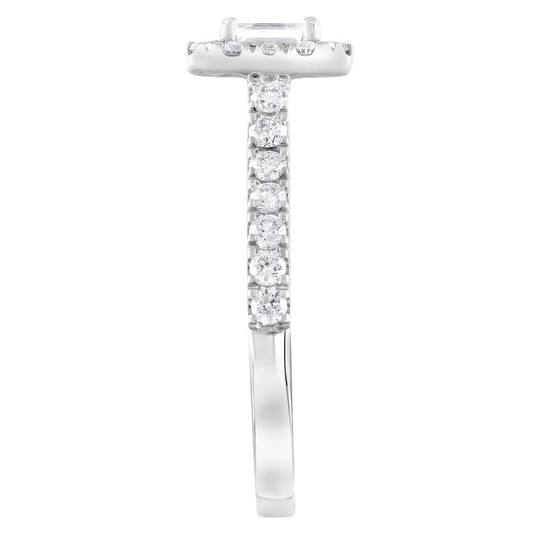 Brilliant Diamond 14K White Gold 1 CTTW LAB GROWN Diamond Halo Emerald Engagement Ring (G-H, SI1-SI2) - 546x546 Image #3