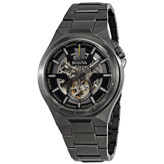 Bulova Classic Automatic Gunmetal Skeleton Dial Men's Watch 98A179