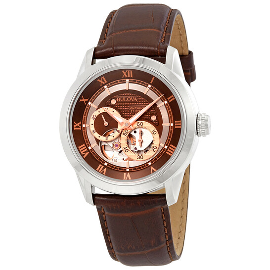 BULOVA Classic 96A120 自動巻き 腕時計 ブラウン Bulova Classic Men's Brown Dial Brown Leather Stainless