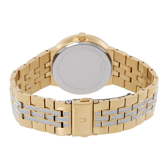 Bulova Crystal Quartz Champagne Dial Men's Watch and Cross Pendant