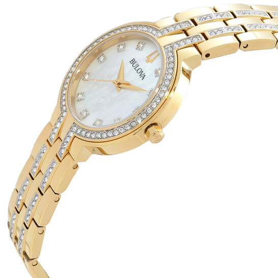 Bulova Crystal Quartz Diamond Silver Dial Ladies Watch  display picture 1