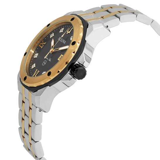 Bulova Orologio Uomo Al Quarzo - Cassa 44mm, Bracciale Acciaio Bicolore, Datario, 10 ATM