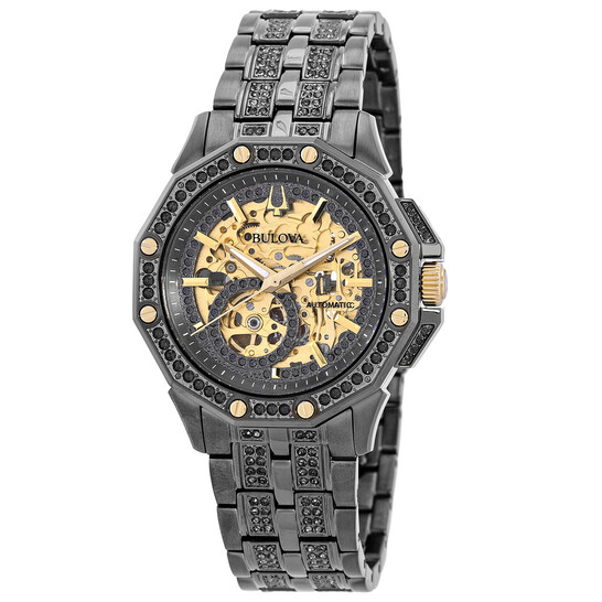 Bulova Black and Gold Skeleton Dial Watch Bulova Shutton Automatic Men main image 4