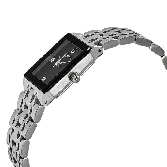 Bulova Quadra Diamond Black Dial Ladies Watch 96P202 - 546x546 Image #2