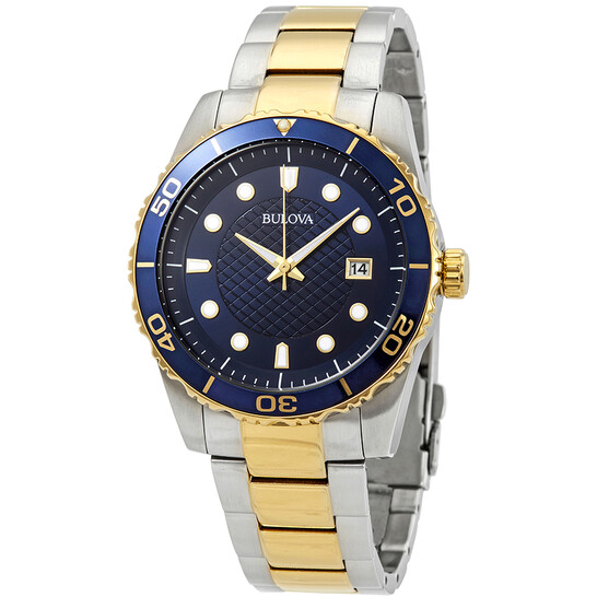 Bulova Classic Two-Tone Stainless Steel Watch - Blue Dial Quartz With Date Calendar 98A200