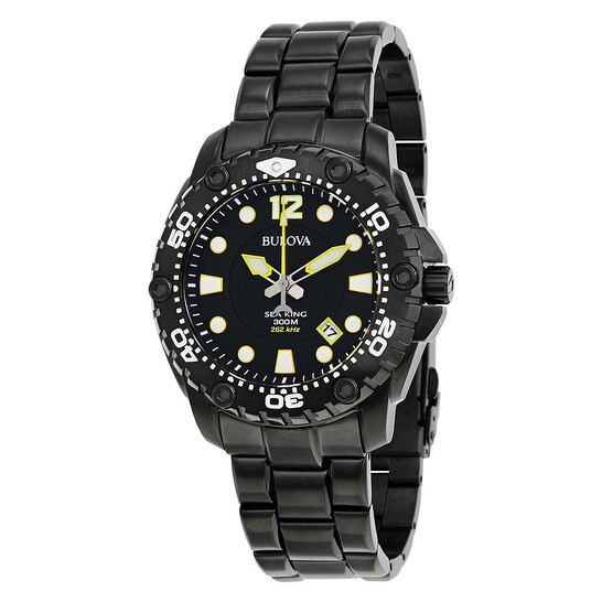NAVY  Bulova UHF Sea King Black Dial Men's Sports Watch 98B242