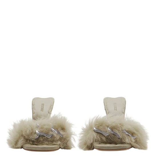 Burberry 105mm Shearling B Minnie Sandals, Brand Size 39