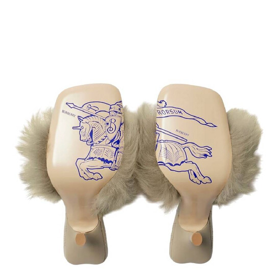Burberry 105mm Shearling B Minnie Sandals, Brand Size 39