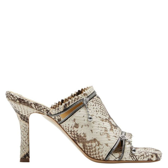 Burberry 85mm Snakeskin Leather Sandals, Brand Size 37 ( US