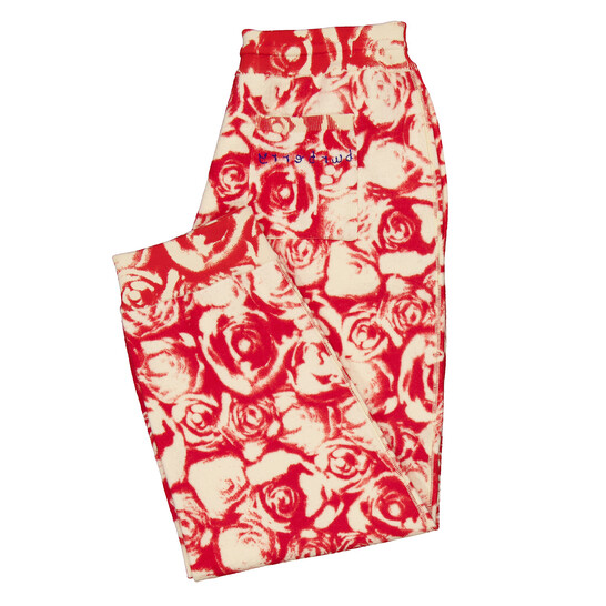 Burberry All Over Rose Print Wool Jogging Pants, Size XX