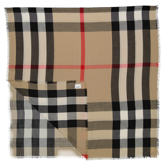Burberry Archive Beige Check Cashmere Fringed Scarf 8078776