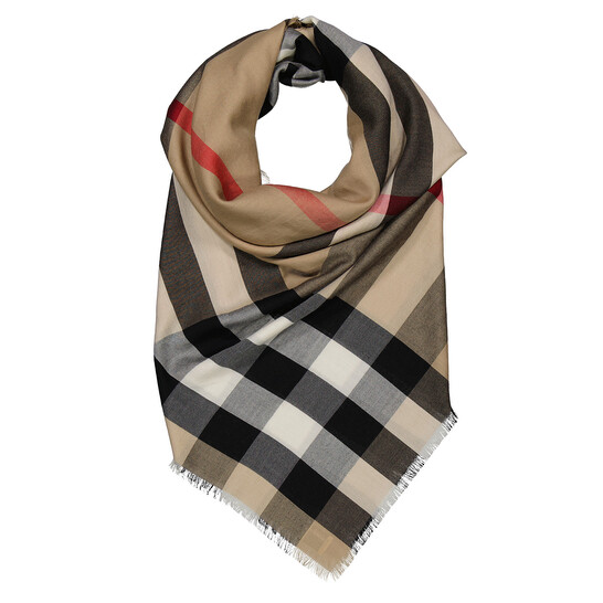 スカーフ Burberry SCARF (8077827 A1189) Burberry Archive Beige Check Cashmere Fringed Scarf 8078776