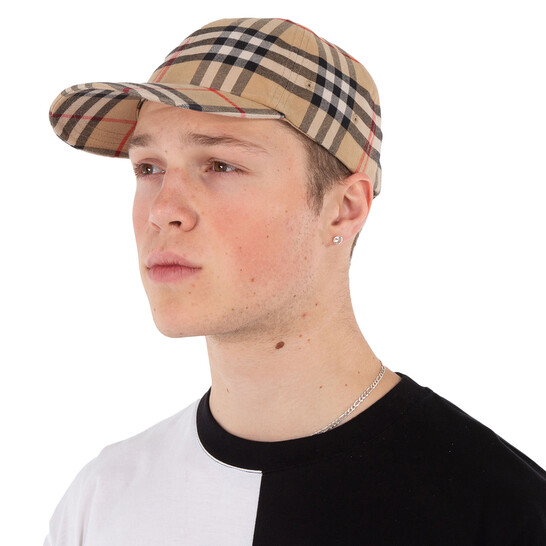 Burberry Archive Beige Check Woven Baseball Cap, Size X