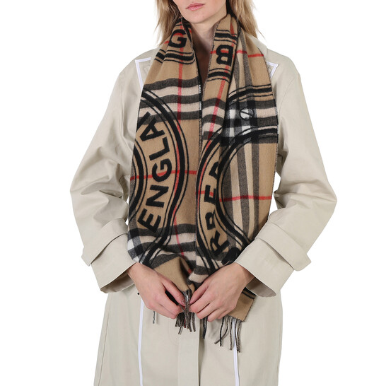 Burberry Archive Beige Montage Print Cashmere Scarf 8059391