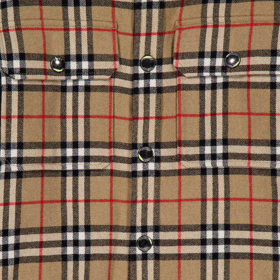 Burberry Archive Beige Vintage Check Wool Cotton Overshirt, Size