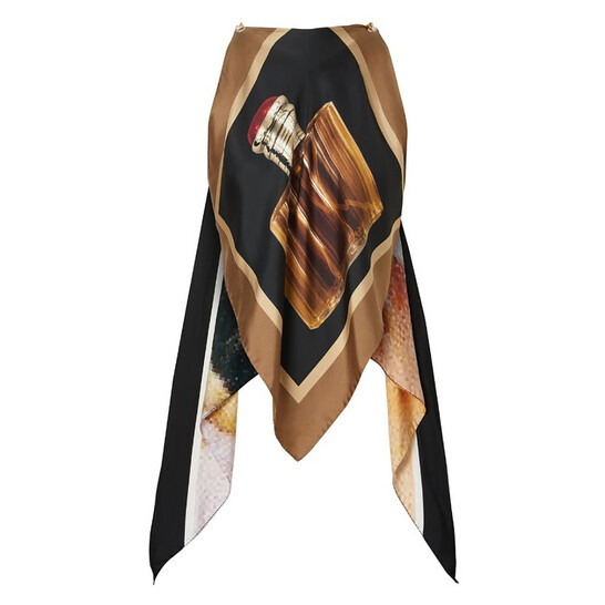Burberry Archive Perfume Bottle Print Silk Top With Chain