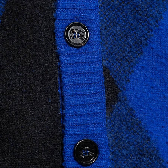 Burberry Argyle-Check Wool Cardigan, Size XX-Large 8077754