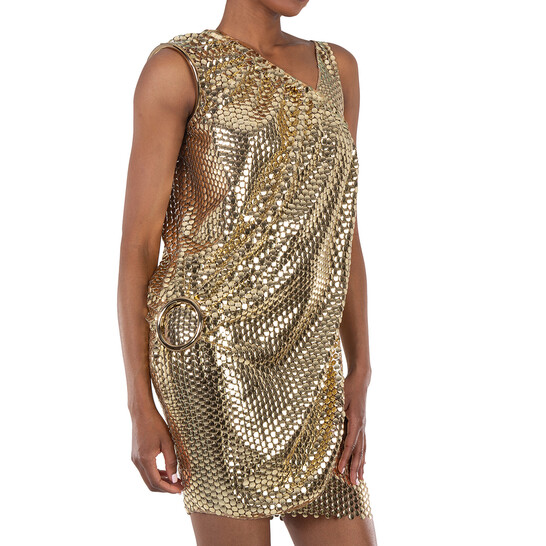 Burberry Asymmetric Mesh Dress with Metallic Paillette