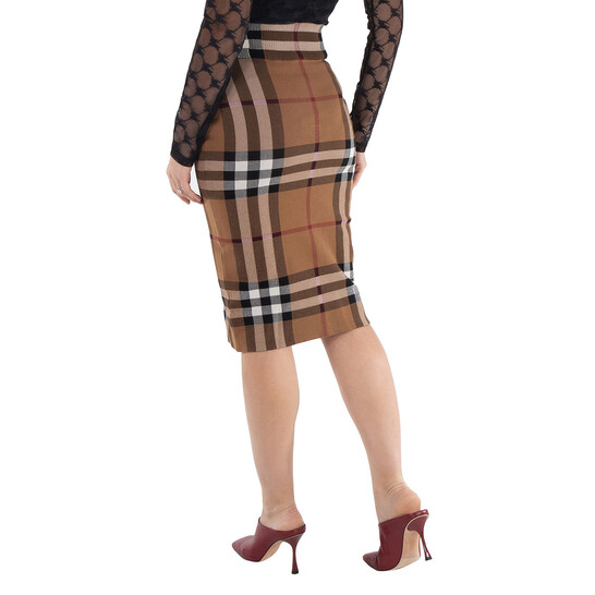 スカート BURBERRY Woman Skirt Nude 8102634 Burberry Checked Wool Skirt - Nude & Neutrals - Women | 8102634