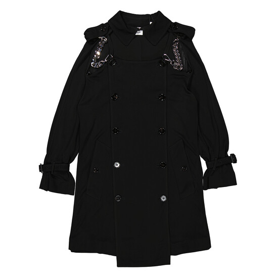 Burberry Black Deconstructed Crepe Trench Coat Dress, Brand