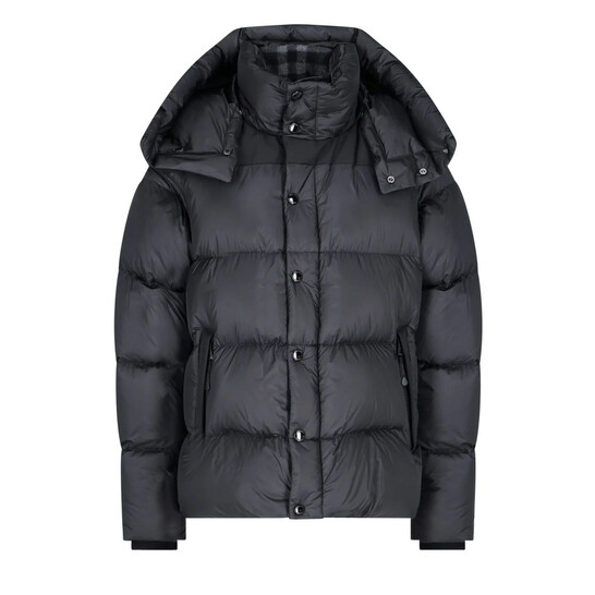 Burberry Black Detachable Sleeve Hooded Puffer Jacket, Size