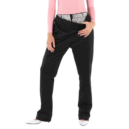 Burberry Black Double-Waist Jersey Crystal Detail Trackpants