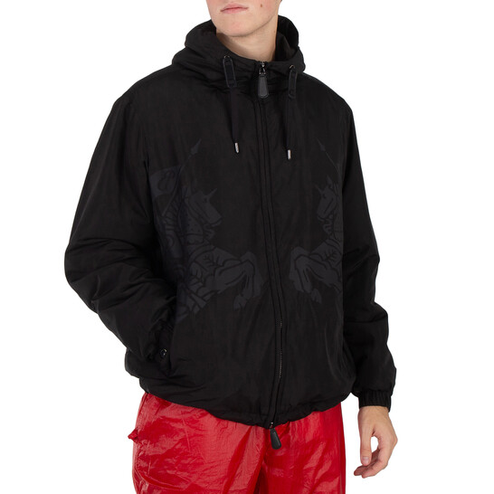 Burberry Black Equestrian Knight Design Printed Jacket, Size Small