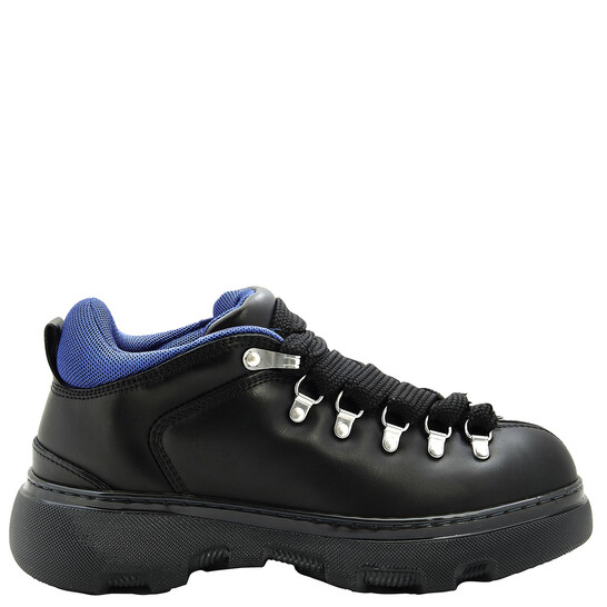 Burberry Black Leather Lace-Up Trek Boots, Brand Size 44 