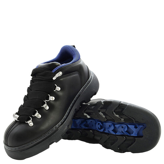 Burberry Black Leather Lace-Up Trek Boots, Brand Size 44  display picture 1