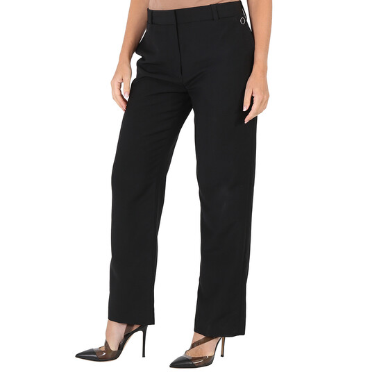 【送料&関税込】Burberry Wide-leg Black Trousers Burberry Men's Black Wide Leg Wool Twill Trousers, Brand