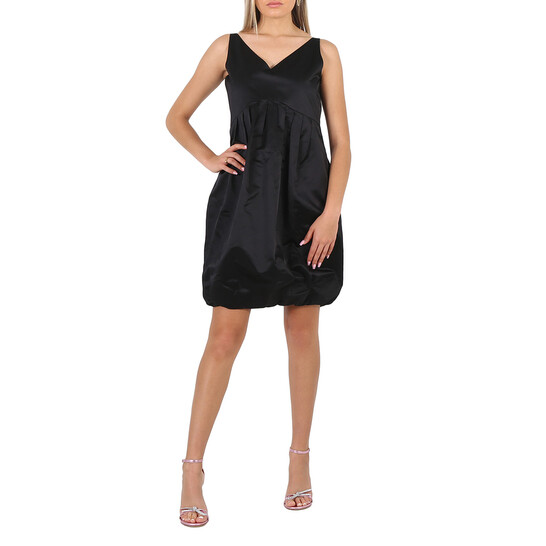 Burberry Black Satin Duchess Bubble Hem Leonor Dress, Brand Size 2