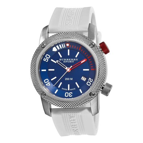 Burberry Blue Dial White Rubber Men's Watch BU7722