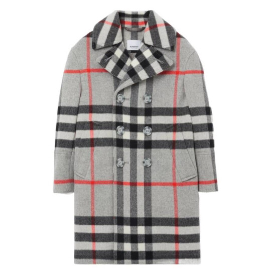 Burberry Boys Monty Cool Charcoal Grey Check Wool Cashmere Blend