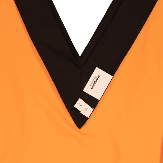 Burberry Bright Orange V-neck Bodysuit, Size Small 4560597