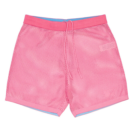 Burberry Bubblegum Pink Olivier EKD-Motif Mesh Shorts, Size