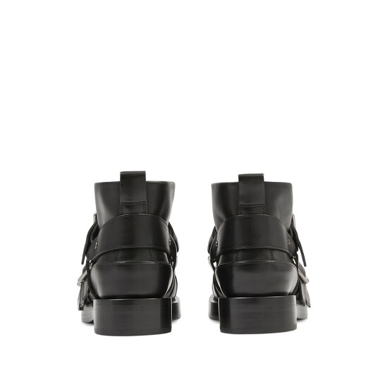 Burberry Buckled Leather Biker Boots, Brand Size 40 ( US Size 10