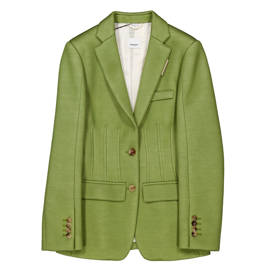 Burberry Cedar Green Double-faced Neoprene Tailored Jacket