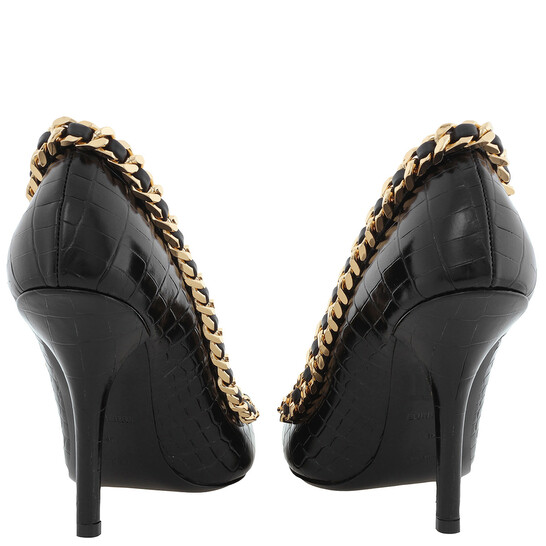 シェリー Burberry Chain Link Detail Leather Pumps, Brand Size 38 ( US