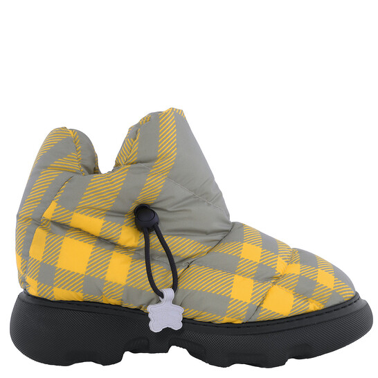 Burberry Check Drawstring Pillow Padded Snow Boots, Brand