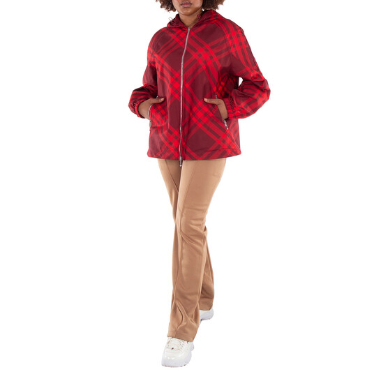 Burberry Check Nylon Hooded Jacket, Size Small 8079012