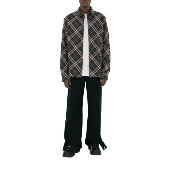Burberry Check Pattern Button-Up Shirt, Size Small 8093327