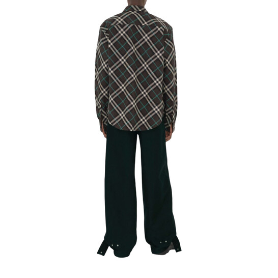 Burberry Check Pattern Button-Up Shirt, Size Medium 8093327