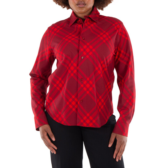 Burberry Check Pattern Long Sleeve Shirt, Brand Size 4 (US Size 2